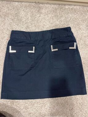 MICHAEL Michael Kors Navy Skirt with Silver Accent Hardware